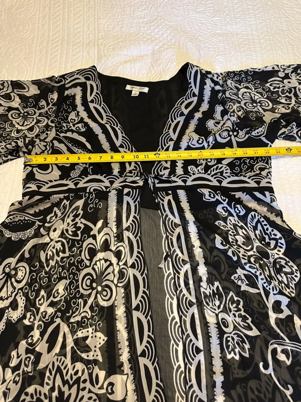 Coldwater Creek Black and White Printed Kimono - Picture 7 of 11